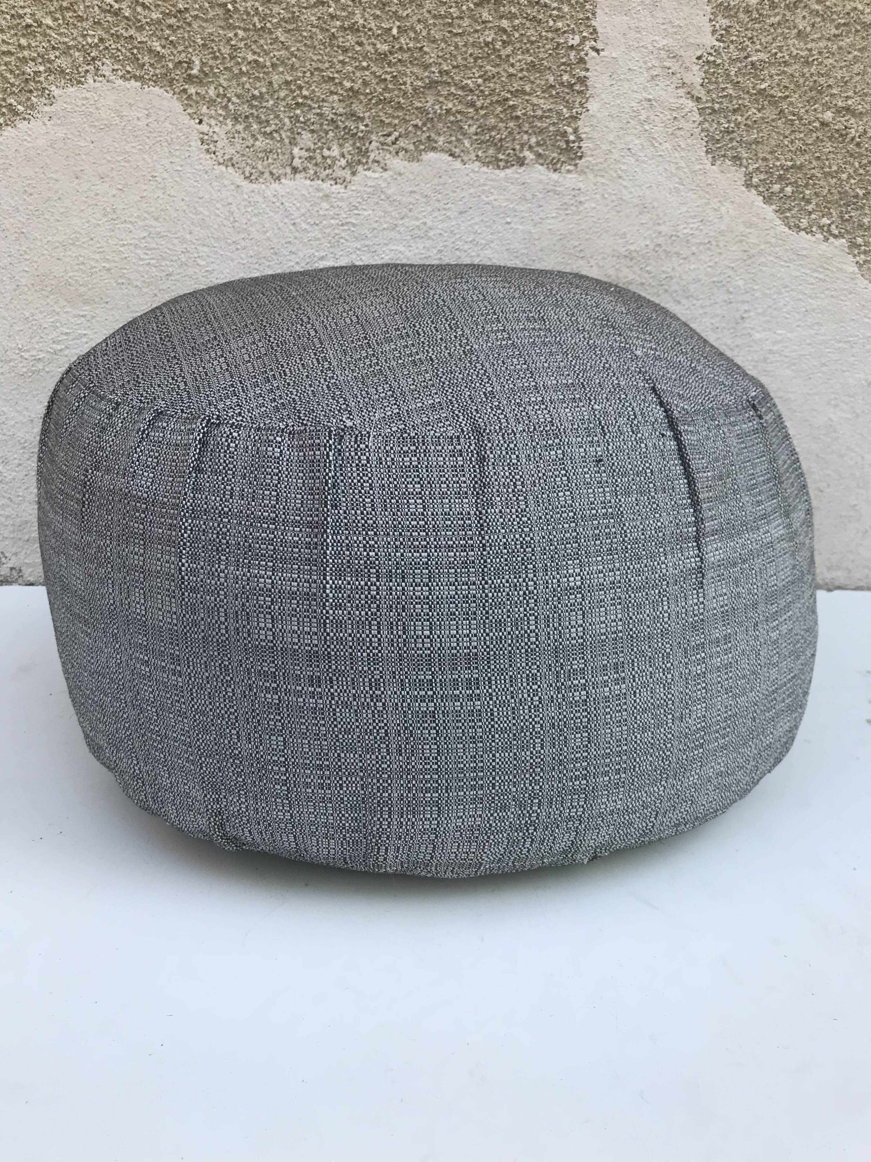 Former ottoman design fabric gray years 70 sitting vintage