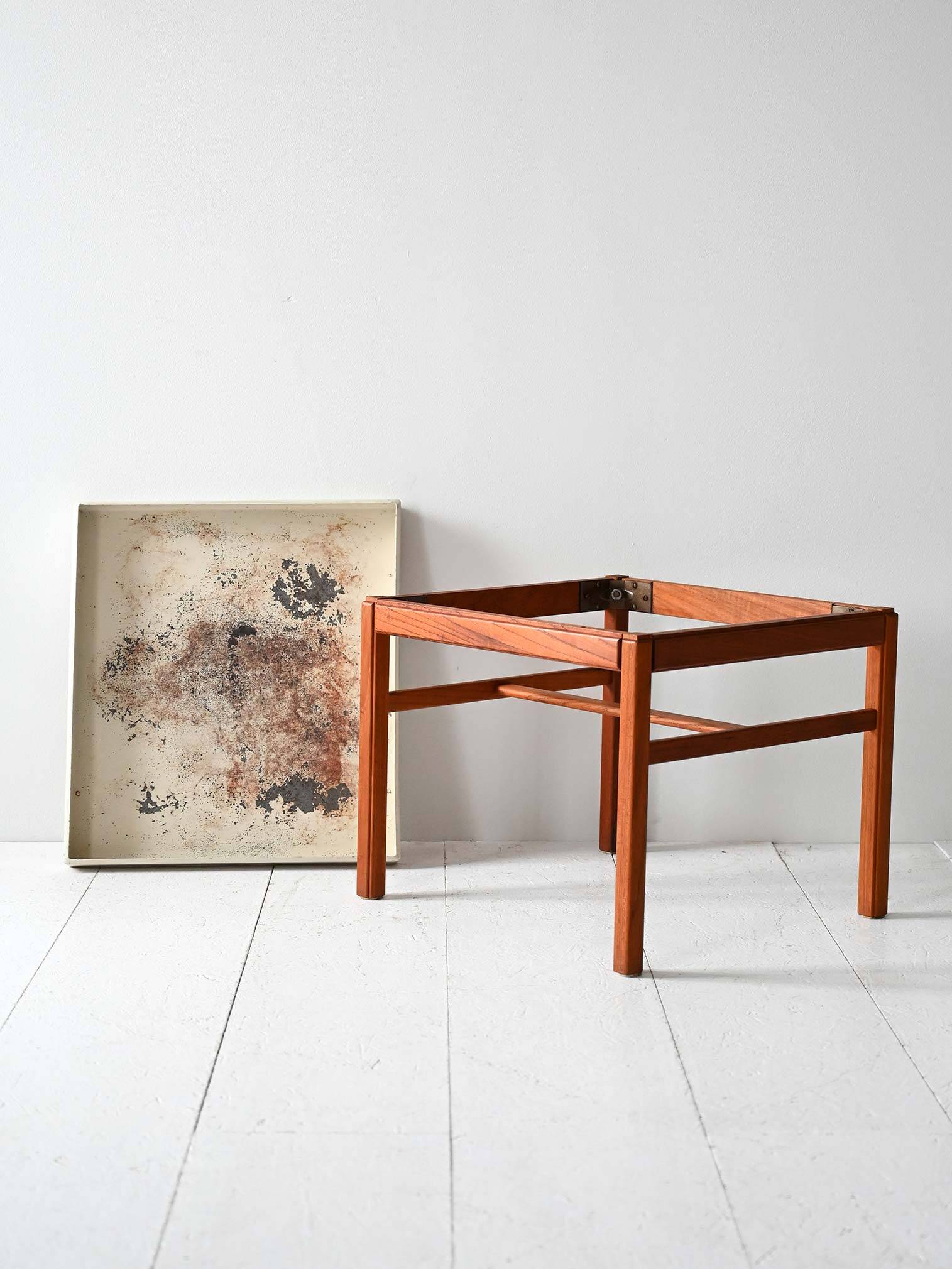 Vintage Scandinavian teak and metal planter