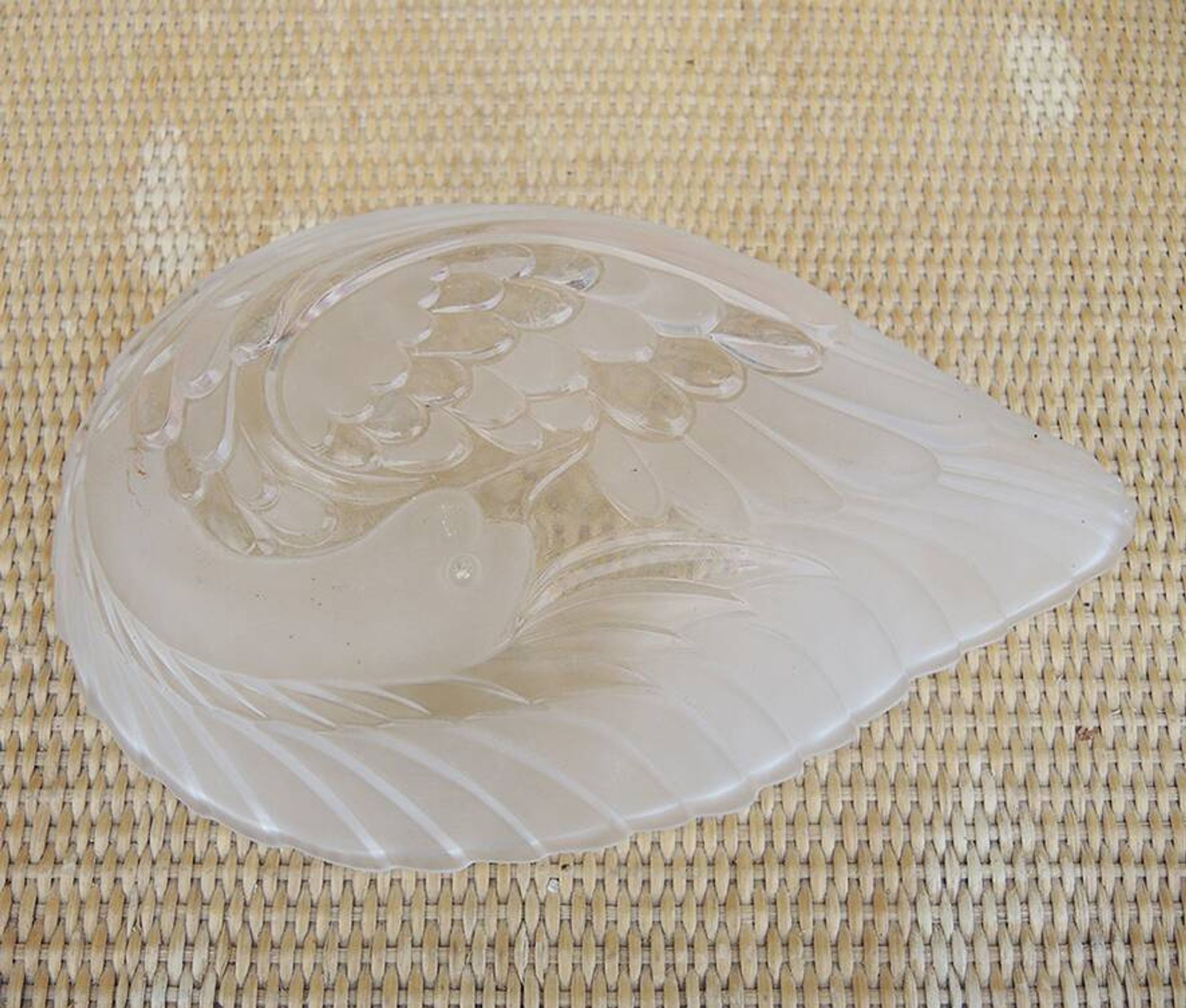 Antique glass bowl with swan decoration