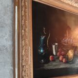 Ancienne Peinture À L Huile Nature Morte/ Cadre Doré/19 ème Siècle/L.Gervais
