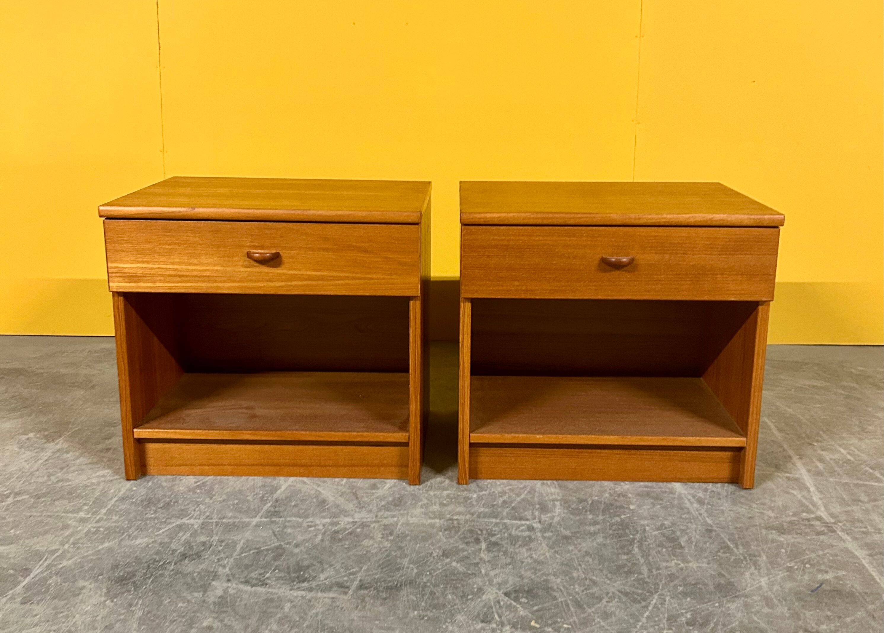 Pair of Danish mid-century teak bedside tables 1960s