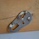 Wall coat rack with 2 hooks, wood and plastic, 60s style.