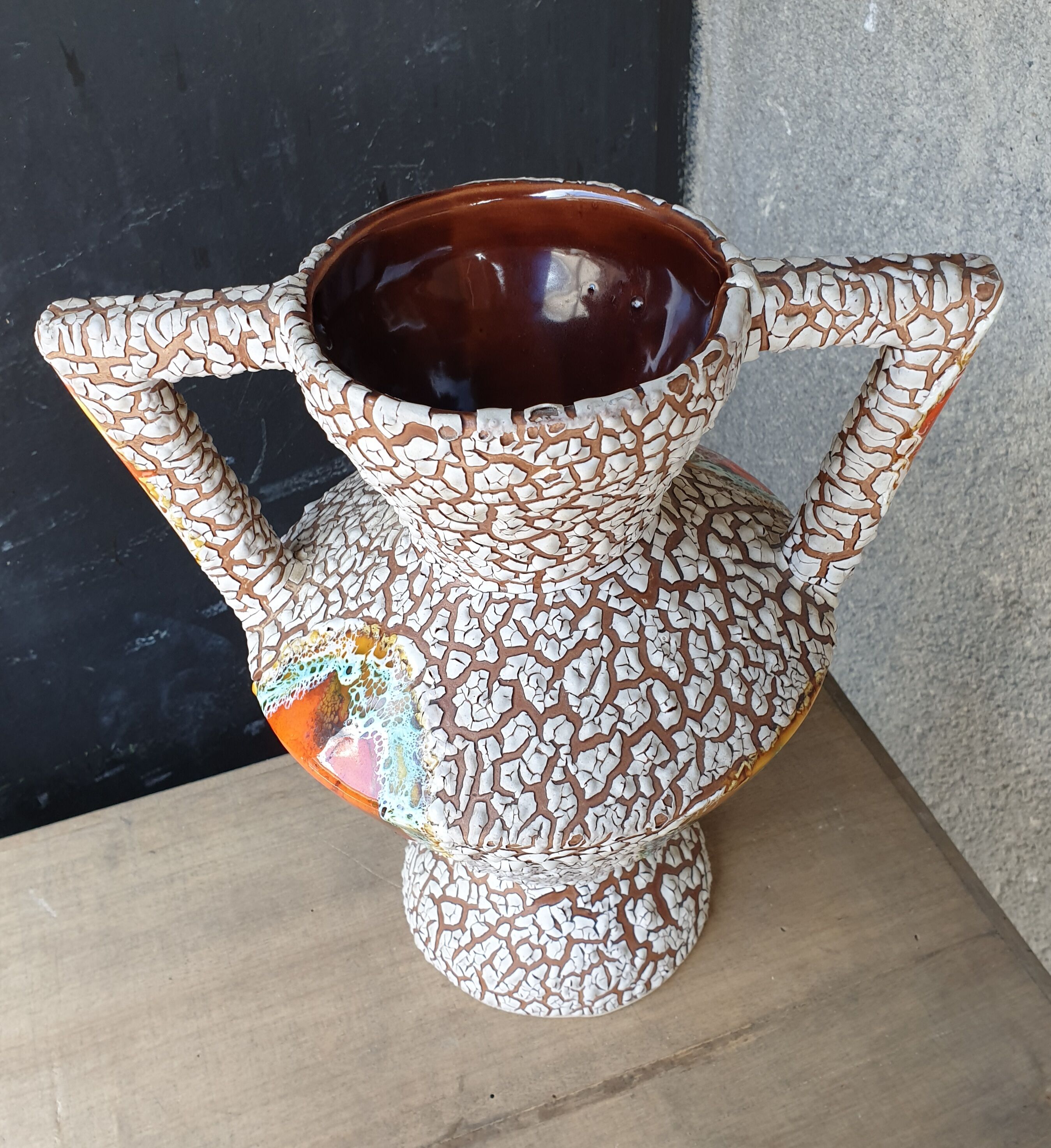 Ceramic amphora vase Vallauris fat lava 1960s