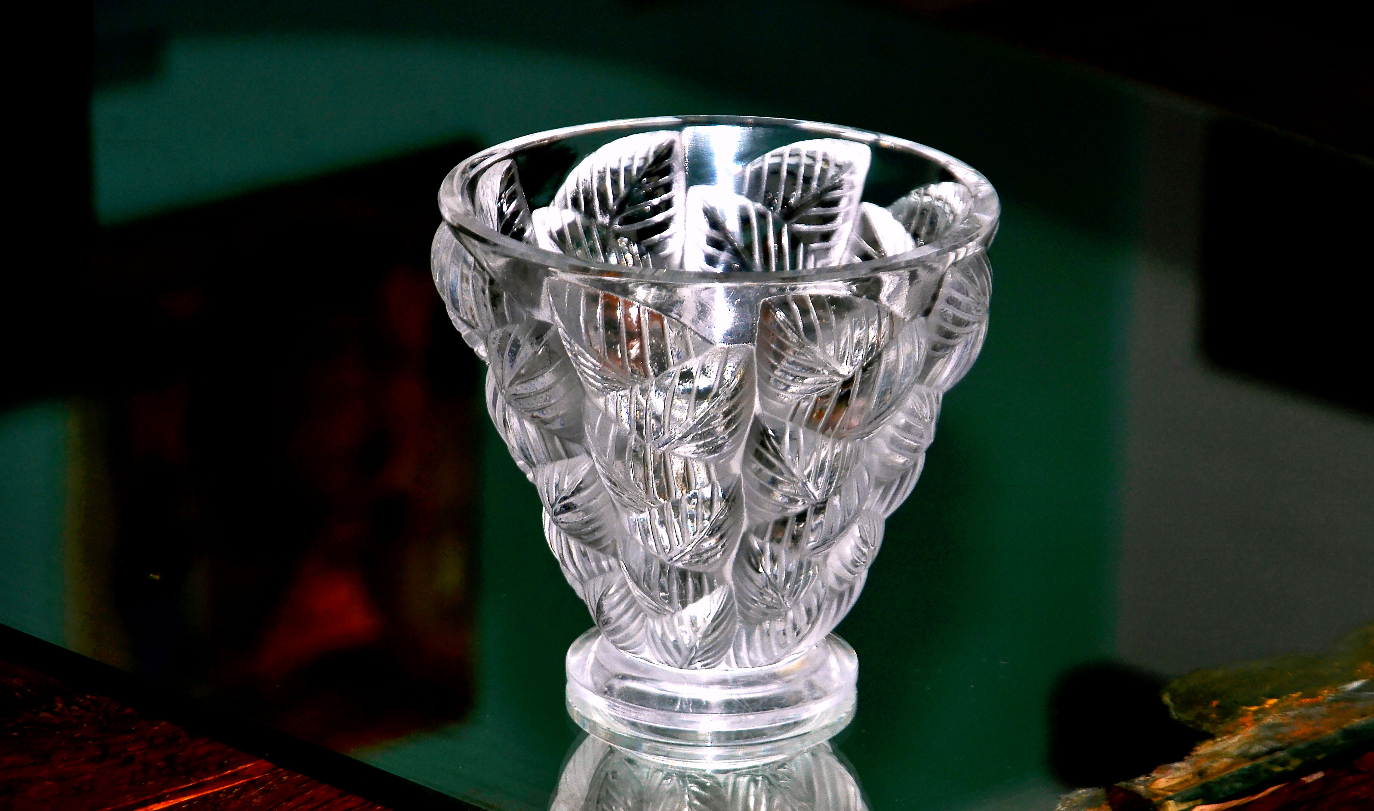 "Moissac" vase in molded-pressed glass, by René Lalique.