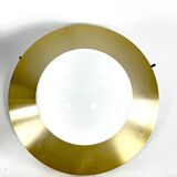 Stilux Milano, vintage round gilded aluminum wall lamps from 60s. Set of two