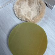 Pair of vintage chairs in beige Dralon® and gold metal.