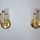 Pair of Venini wall lamps cut glass Murano Italy 1980