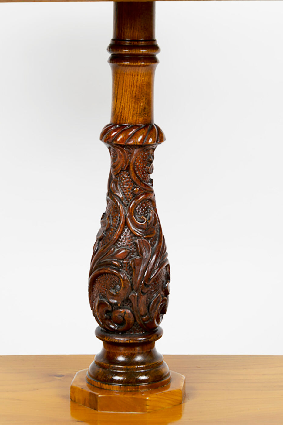 Danish Biedermeier elm occasional table with carved base and drawer