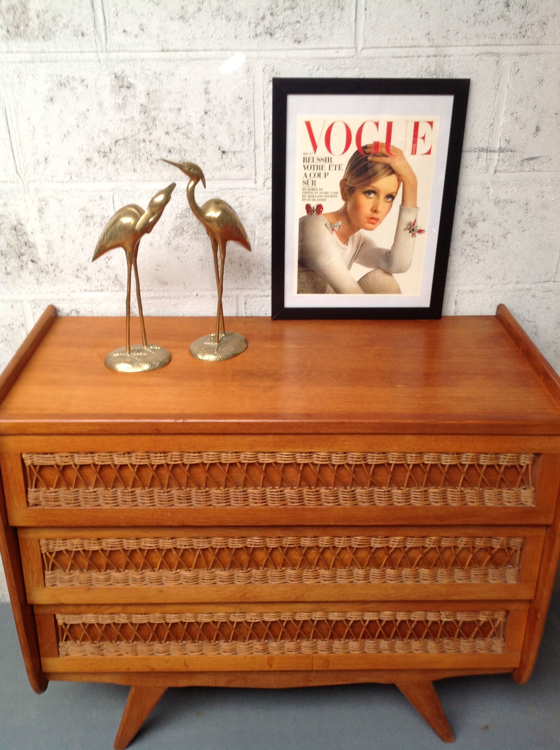 Vintage rattan dresser