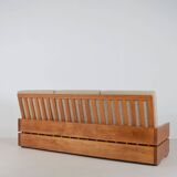 Set of Brutalist armchairs in solid wood, 1970s