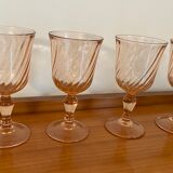 Pop-up Christmas 2022 - Series of 4 wine glasses in vintage pink glass