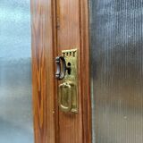 Armoire d'école en pin belge avec vitres nervurées