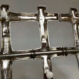 Large silver-plated bamboo trivet