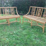 Pair of vintage rattan sofas