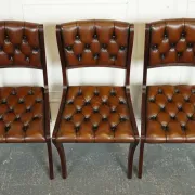 Chesterfield Leather Dining Chairs, Set of 6
