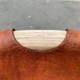 Mid-century safari lounge chair in bamboo and Danish leather, 1960s.