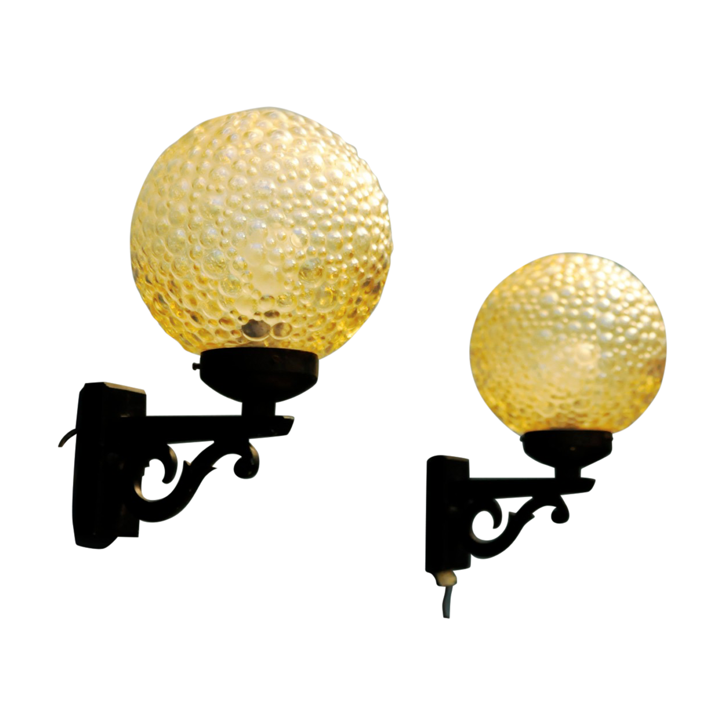 Bubble Glass Wall Lamps, Denmark 1960s, Set of 2
