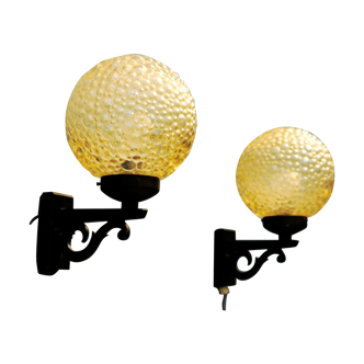 Bubble Glass Wall Lamps, Denmark 1960s, Set of 2