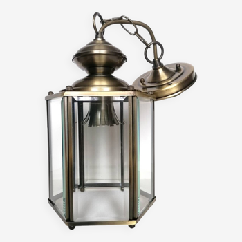 Lantern pendant light with beveled glasses