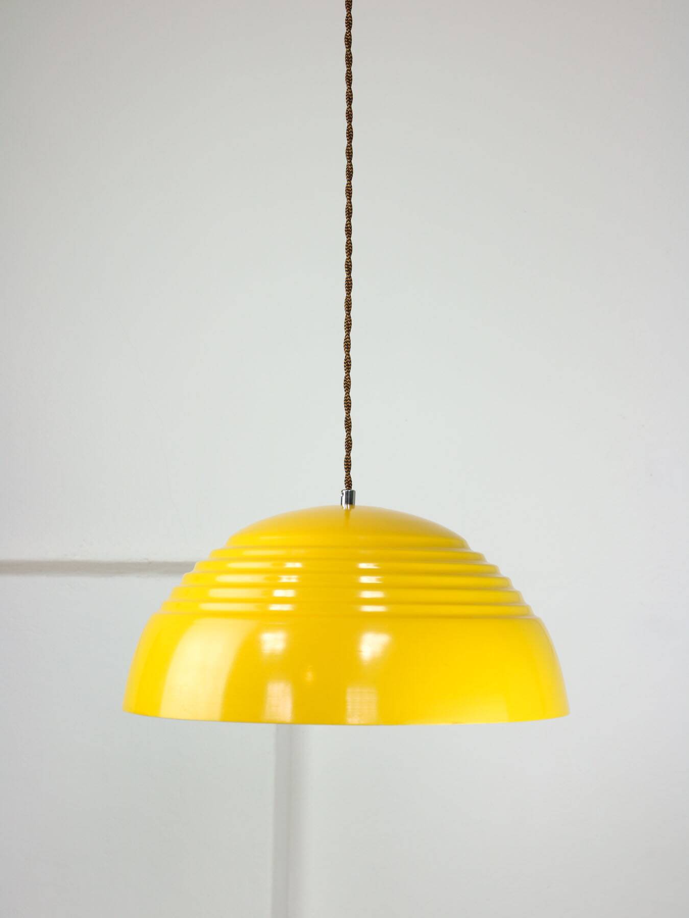 Vintage Restored Yellow Metal Lamp, 80s