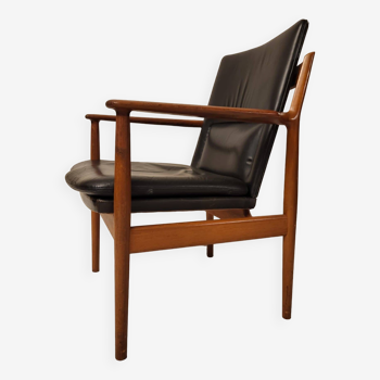 Fauteuil 431 en Cuir Noir, Arne Vodder pour Sibast, Danemark, 1960s