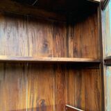 Parisian wardrobe in raw wood with engraved glass from 1920.