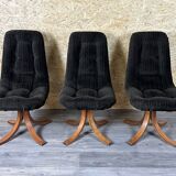 3x 60s 70s chair swivel chair dining chair mid century Danish modern design