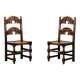 Pair Antique Yorkshire Back Stools / Side Chairs solid Oak, England 18th Ce