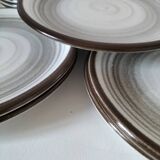 Set of 10 Salins plates with grey and brown mineral spiral decoration