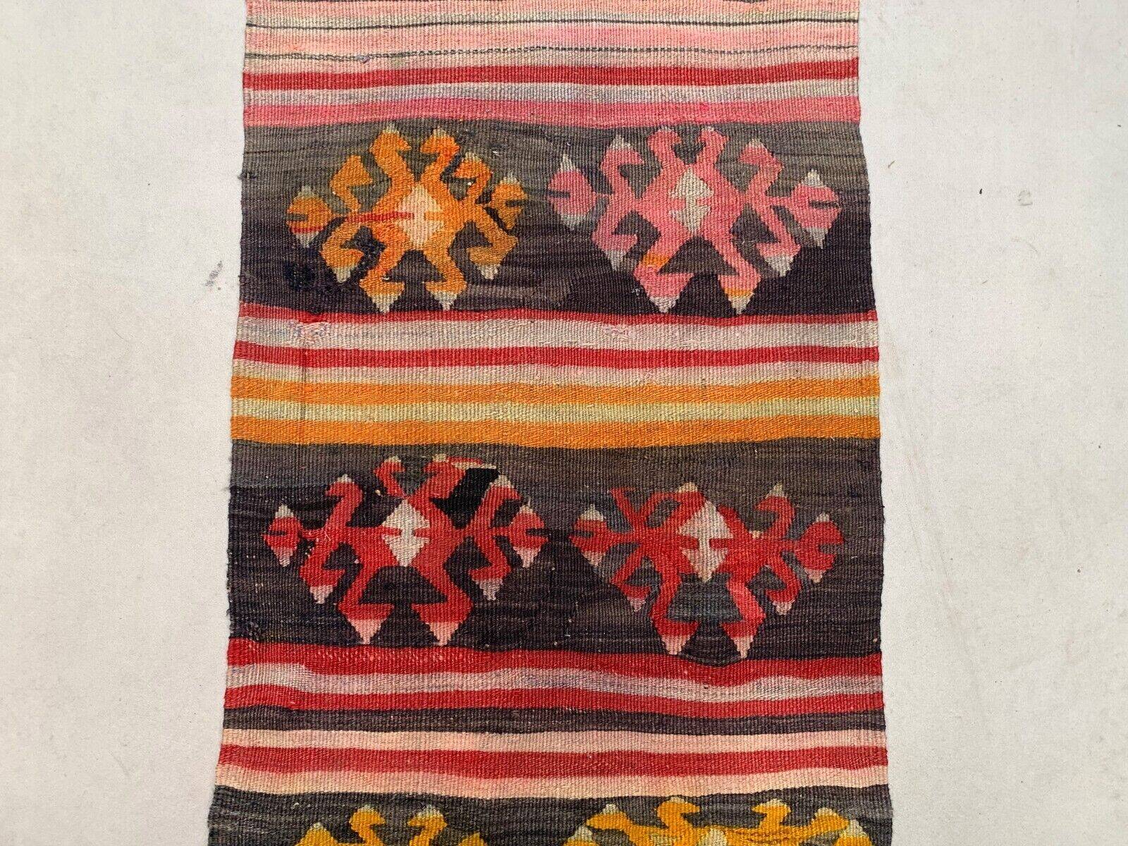 Old Turkish narrow kilim runner 263x62 cm shabby chic, vintage kelim 2494