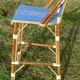 Bar stool with back rattan blue vintage 1970-80