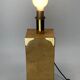 Cork and brass table lamp, bouclé shade. Leola Design Germany 1970s