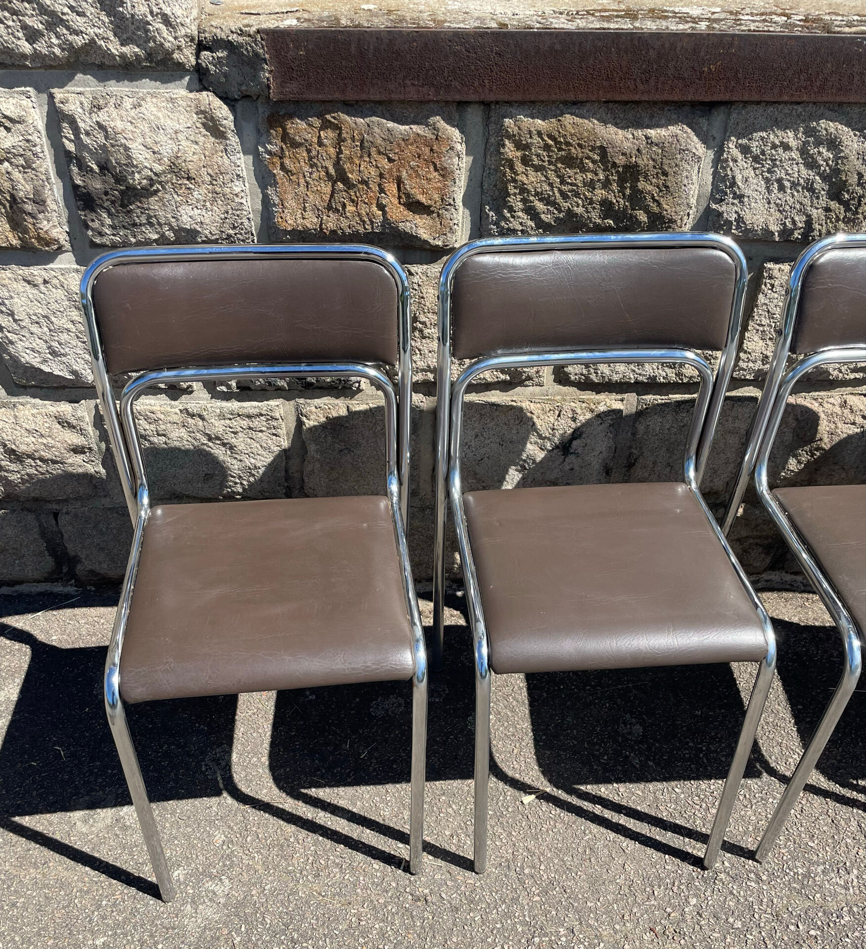 4 modern dining chairs / Chocolate brown upholstery