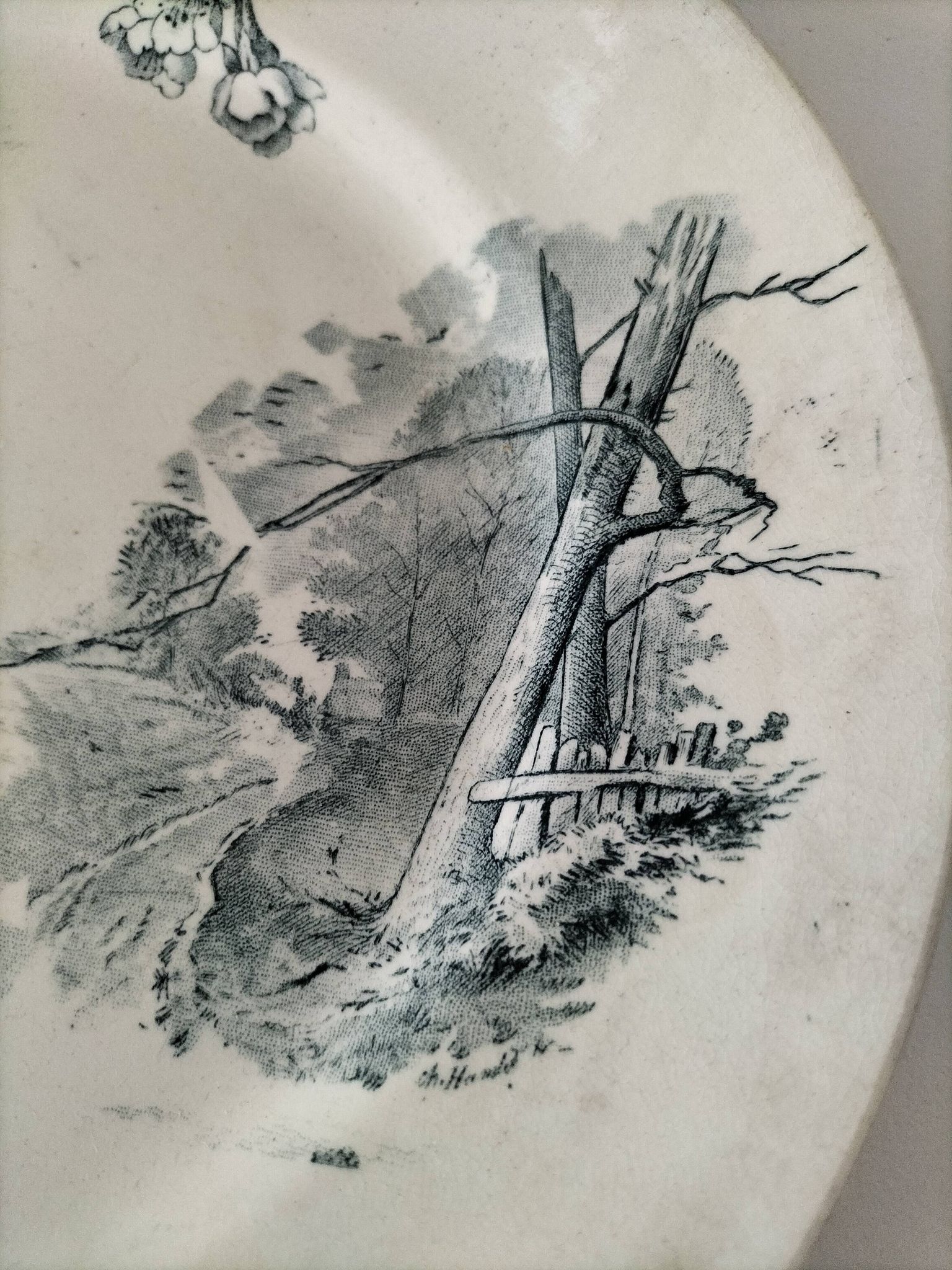 Ensemble 4 terres de fer anciennes – décors naturalistes – vers 1890-1910