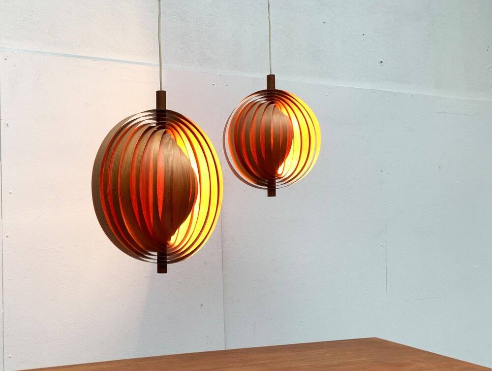 Mid-Century Teak Moon Lamps, 1960s, set of 2