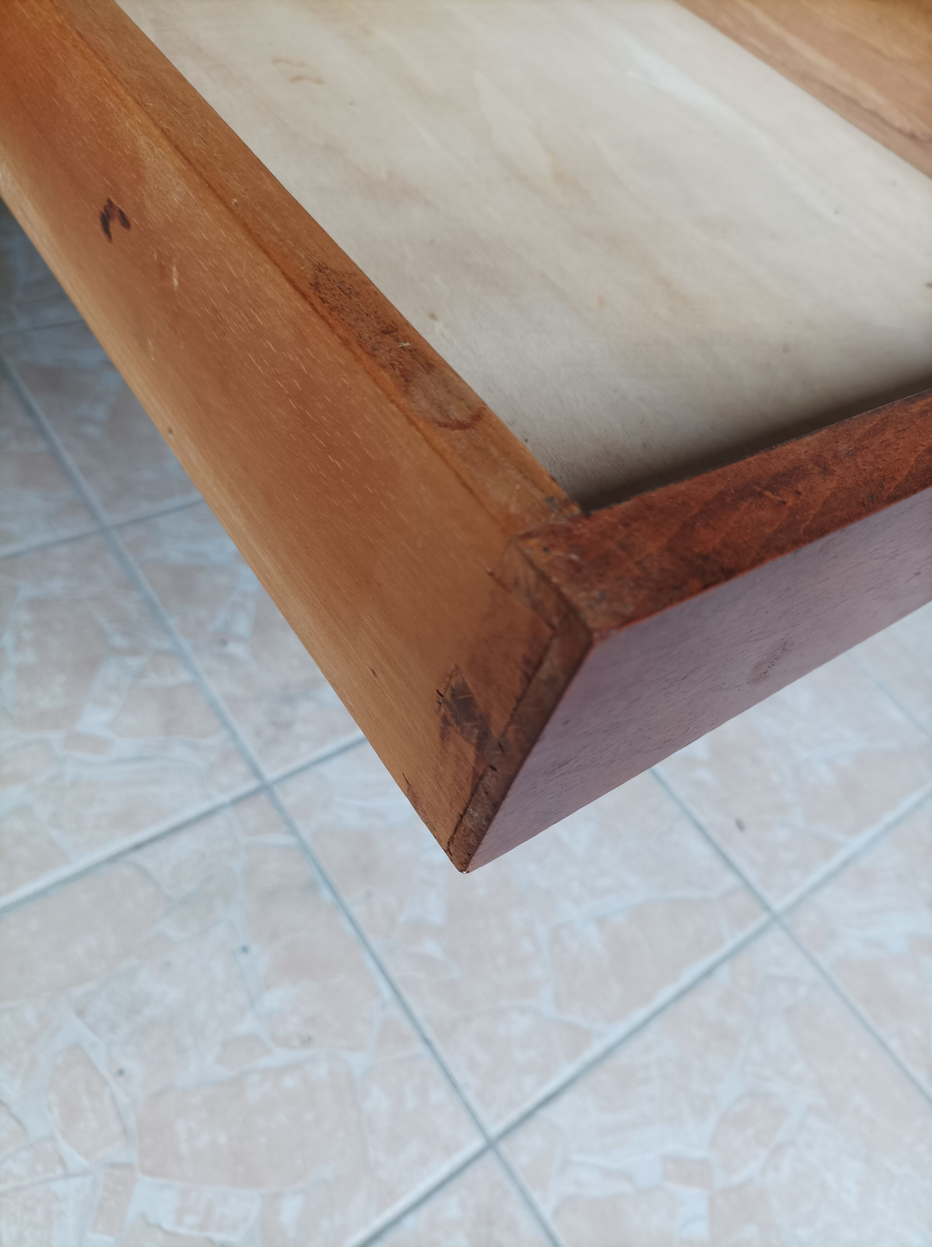 Vintage walnut table with 2 drawers