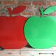 2 green and red apple magnetic panels