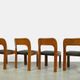 Vintage dining table set with plywood chairs and wooden table with slate inlay, 70s