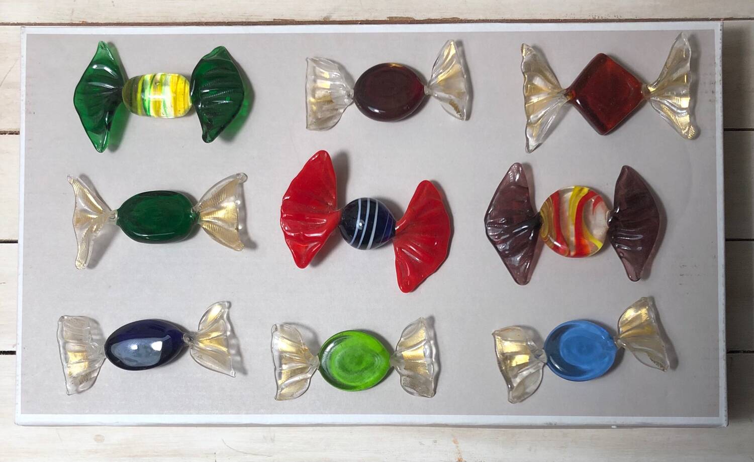 9 Murano glass candies