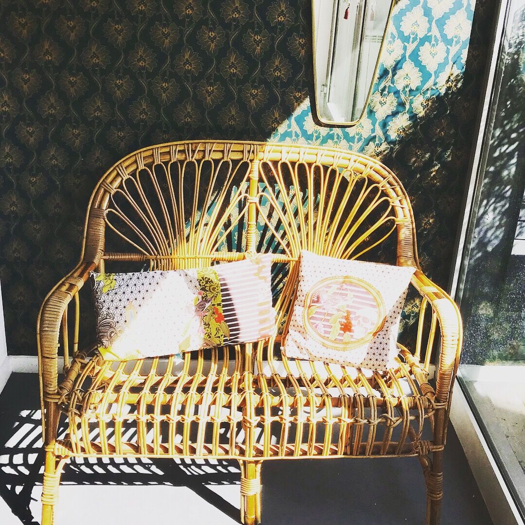 Seat rattan and bamboo vintage