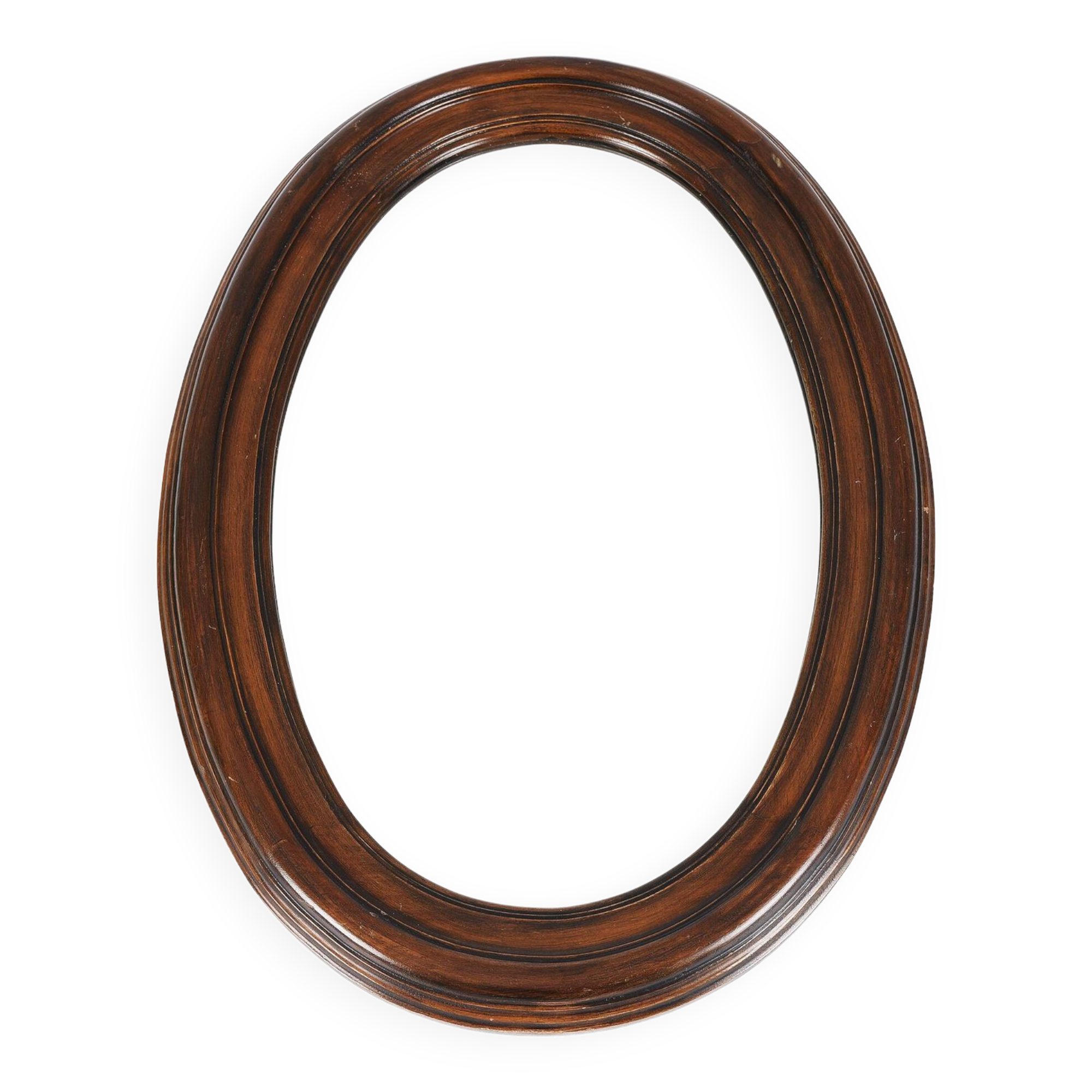 Large old oval wooden mirror