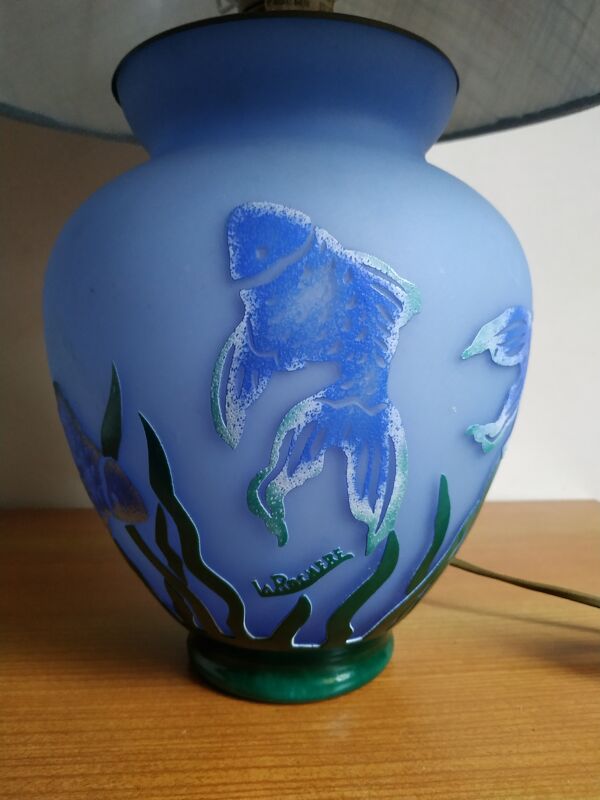Lampe en pâte de verre La Rochère décor au fond marin