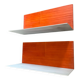 Pair of contemporary wall shelves in steel and stained wood