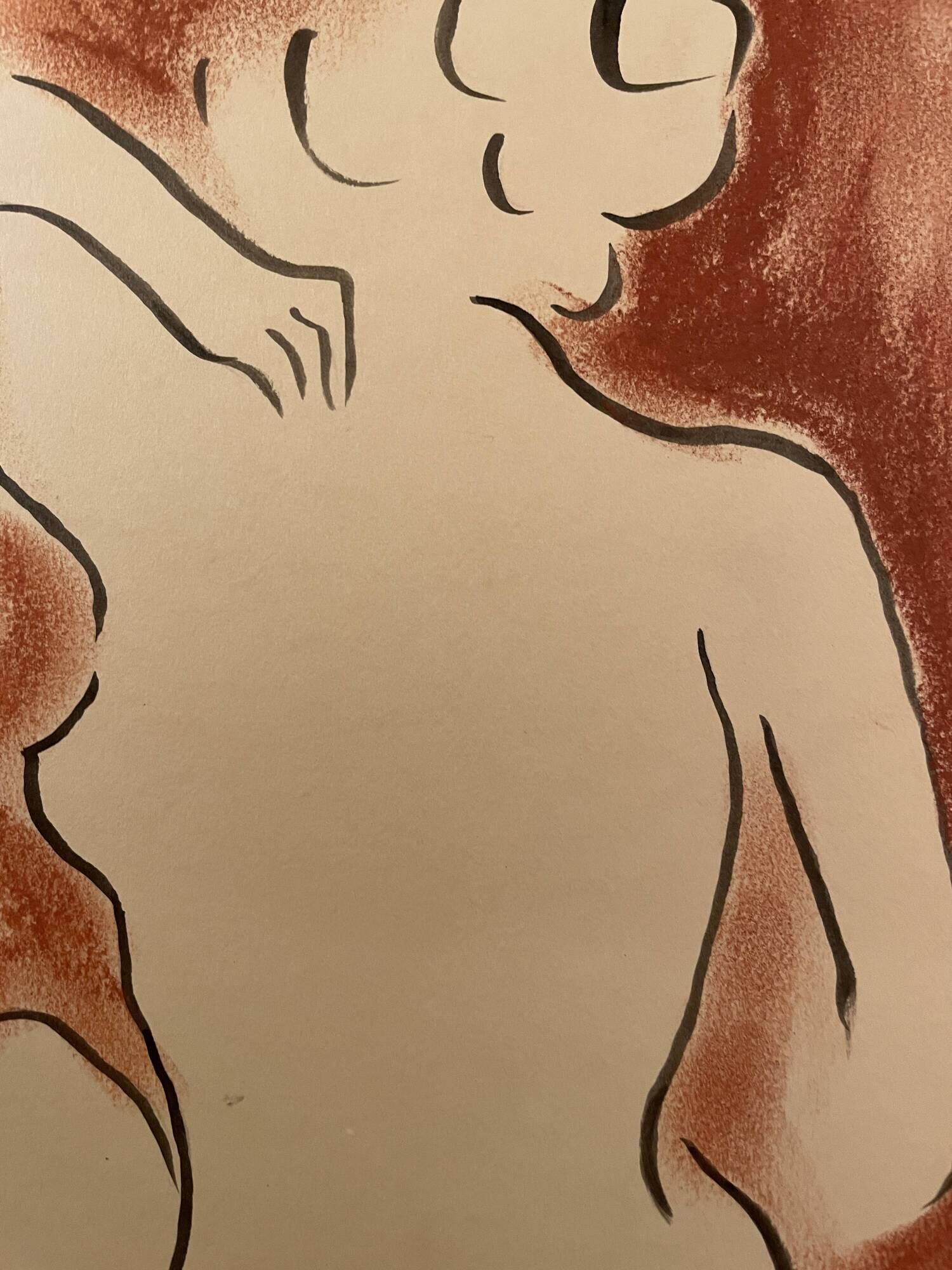 Signed painting in Chinese ink and art deco pastel, female portrait “the bath”
