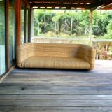 Curved wicker living seat / sofa