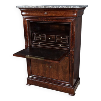 Small Secretary in Burl Mahogany Veneer, Restoration Period – Early 19th Century