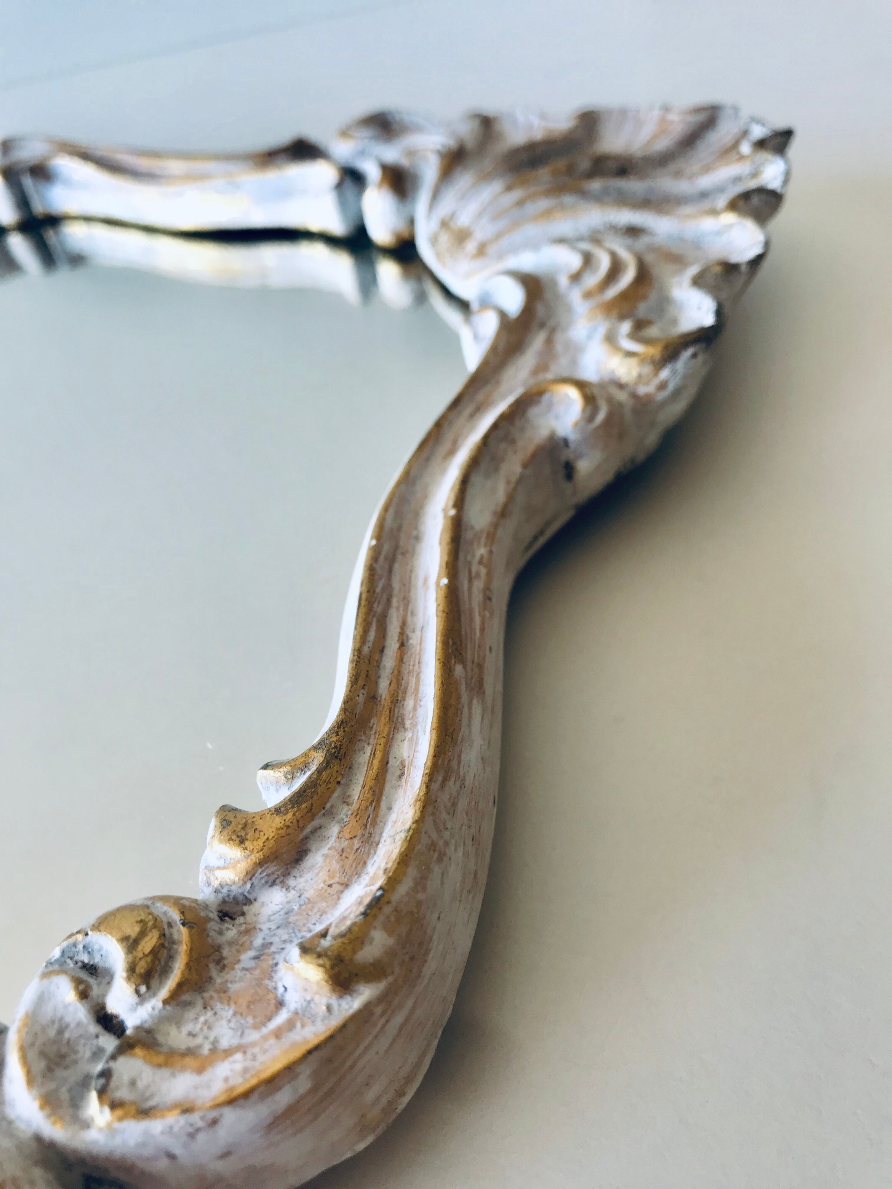 Golden art deco mirror and white patinated 30x45cm