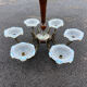 Chandelier 6 arms art deco by Ezan Petitot in opalescent glass