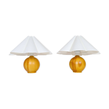 Lampes de table sculpturales modernes du milieu du siècle en pin massif, Suède, années 1970