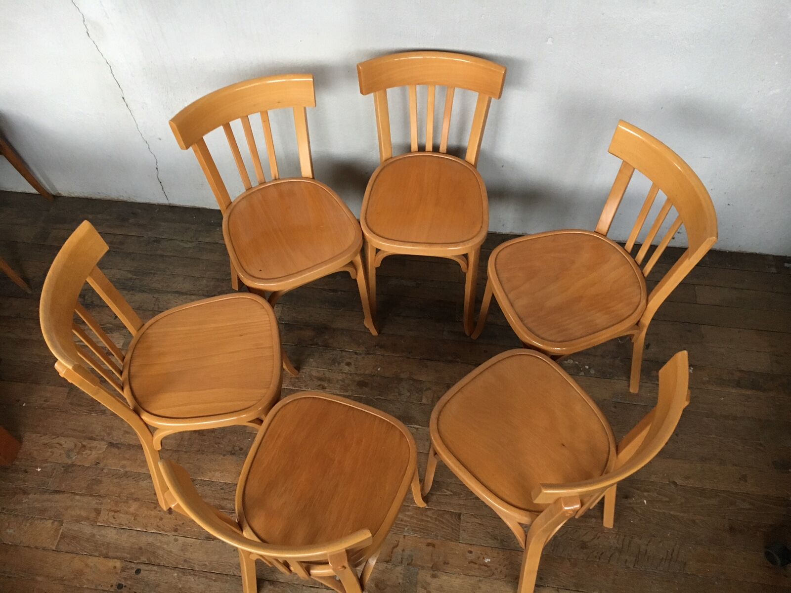 Ensemble de 6 chaises Baumann bistrot en bois clair